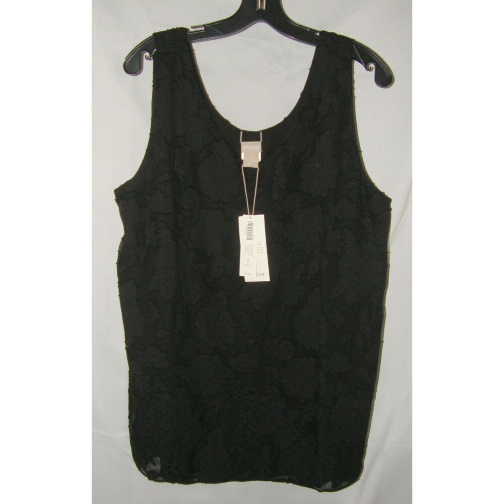 CHICO'S Black Sz XL (16-18) Reversible Solid to Textured Sleeveless Blouse NEW